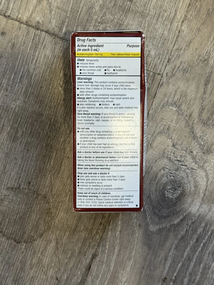 CVS Health Children Pain & Fever Acet (4 fl oz) Cherry Flavor 12/25 Ages 4-11 - Image 2 of 3