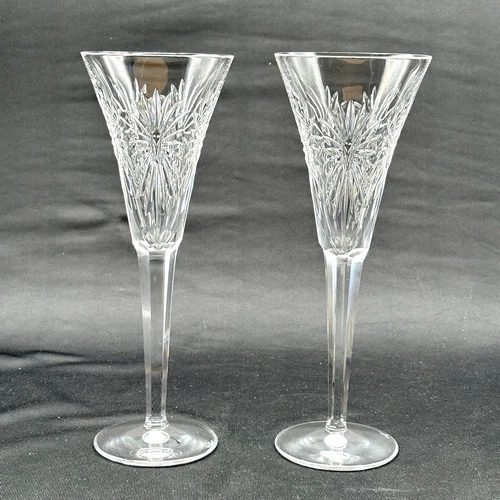 Waterford Crystal Millennium Health Toasting Flutes - Set of 2 - Vintage EUC