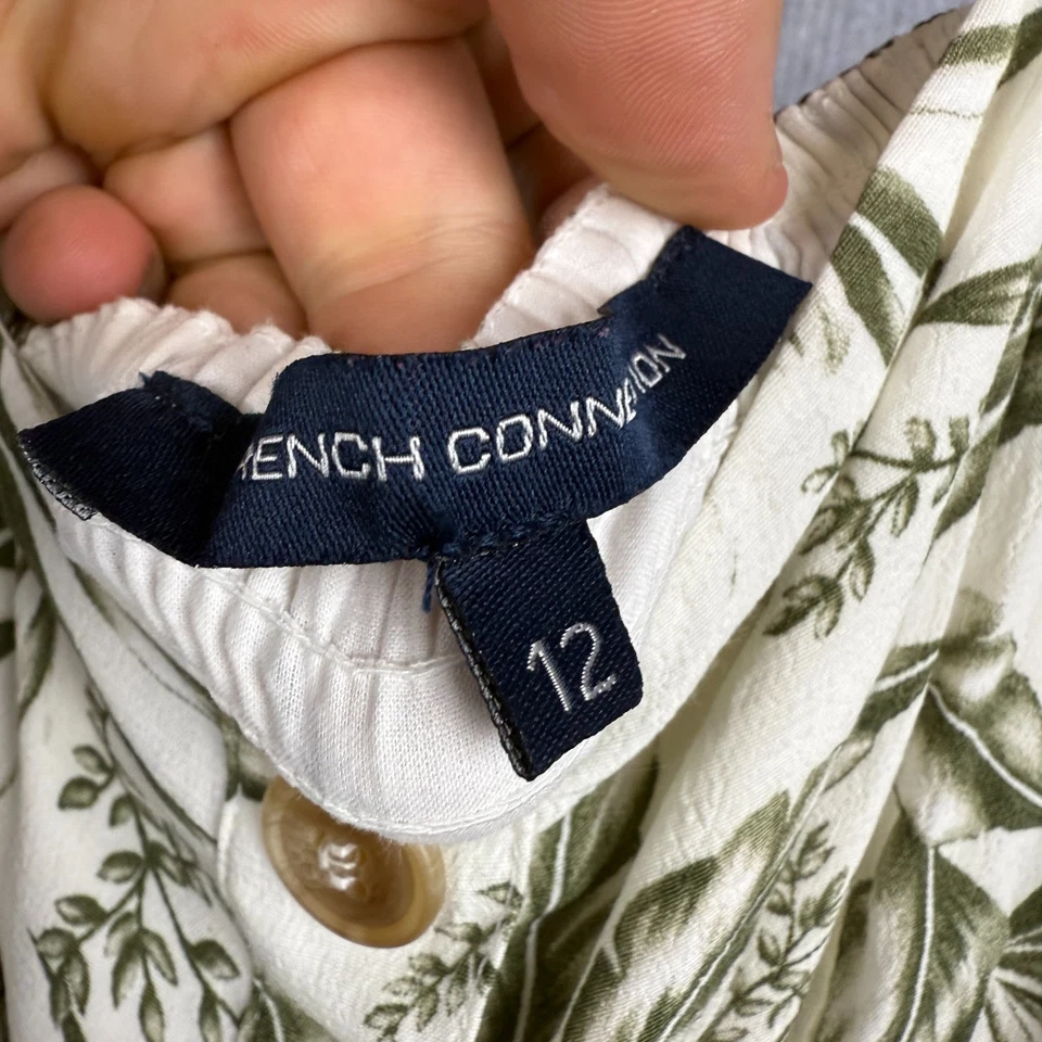 Платье женское French Connection 12 зеленое белое ботаническое многоярусное халат вискоза - Изображение 2 из 4