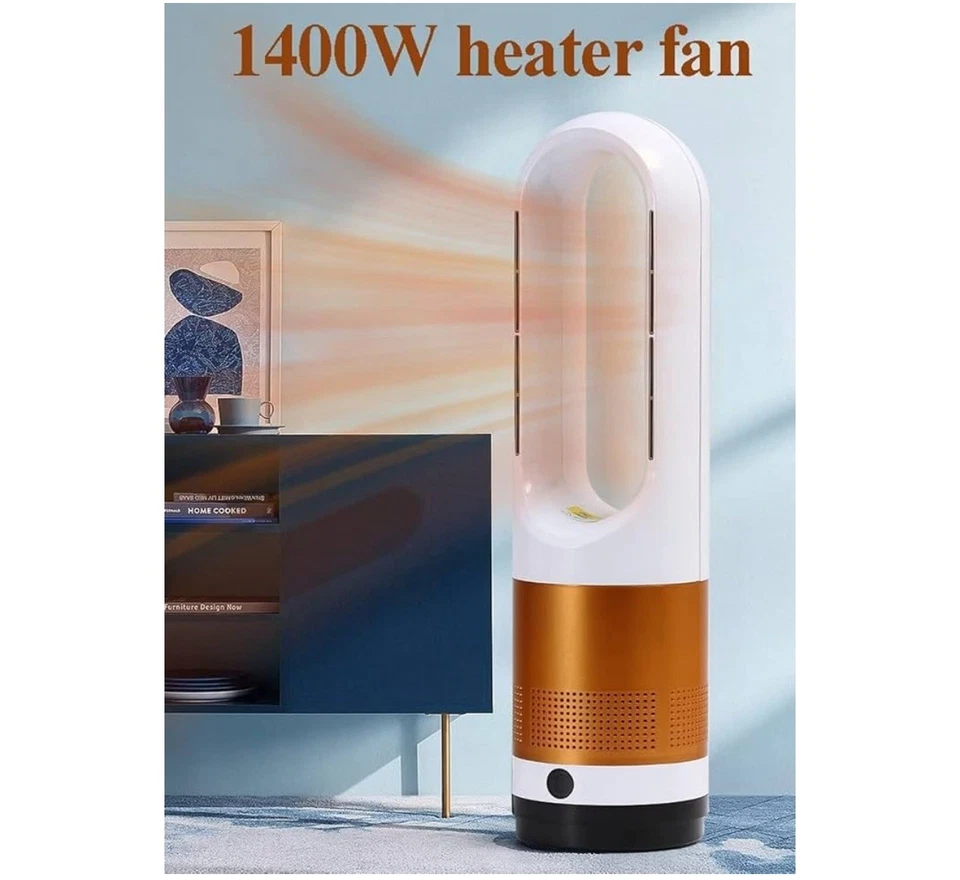 2-in-1 Bladeless Tower Fan & Space Heater, Remote Control, 8 Speeds & 3 Heat - Image 3 of 4