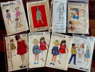 Butterick and Mixed Brands Vintage Sewing Patterns Children Girls Lot of 8