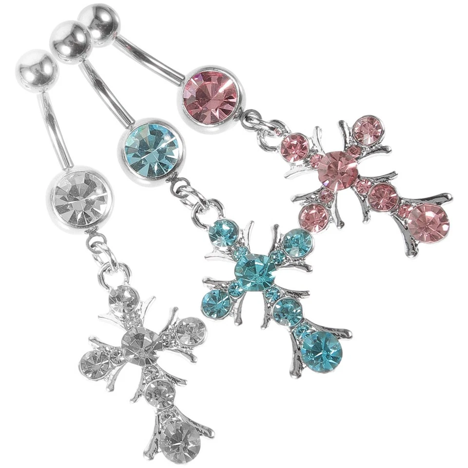  3 Pcs Bauchnabel Ring Strass Schmuck Body Piercing Körperschmuck - Bild 4 von 4