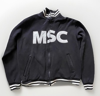 MSC Cruises Italy Varsity Zip Up Sweatshirt Jacket Mens L Embroidered Black