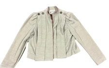 Vtg Leslie Fay Women's Jacket Size 18 Gray WoolliteOpen Front union made