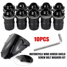 10pcs Screw Bolt Washers kit M5x16mm Motorcycle Wind Screen Shield Alu Black UK