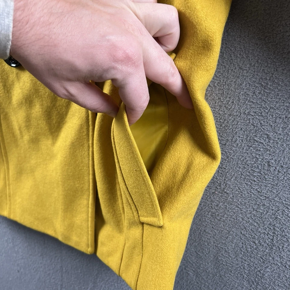 Abrigo de Colección Steve Madden Pequeño Amarillo Mostaza Lana Plisado Chaqueta de Montar Guisante Foto 4 de 4