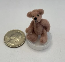Miniature/ Micro Fully Jointed Teddy Bear Dusty Rose 1 1/2” By Theresa Yang