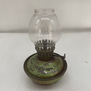 Vintage turquoise Oil Lamp pixie/ Kelly Glass funnel