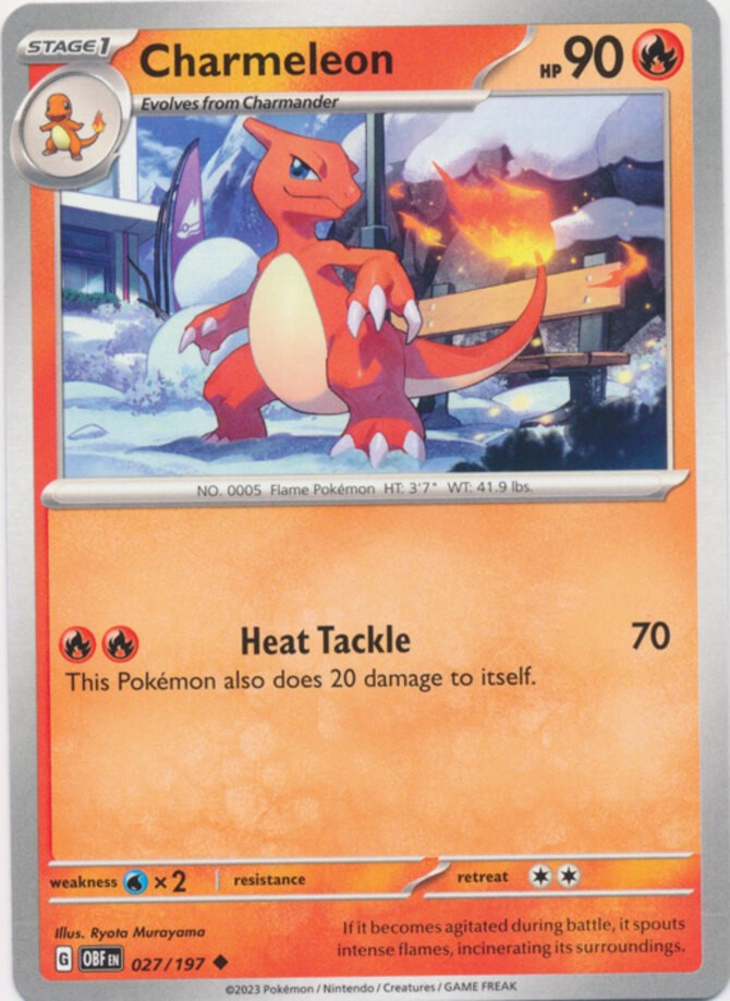 Charmeleon - 027/197 - Uncommon (Near Mint) Obsidian Flames - Fire Pokémon