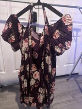 Torrid Dress Floral Print Cold Shoulder Sz 2 Flutter Sleeves W/side pockets