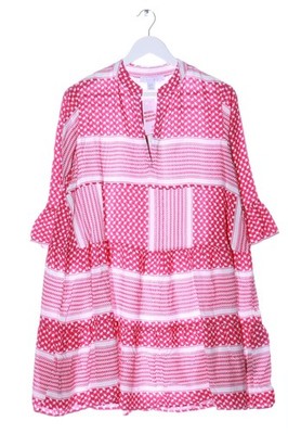 AMISU Babydollkleid Damen Kleid Gr. DE 38 pink-weiß Casual-Look