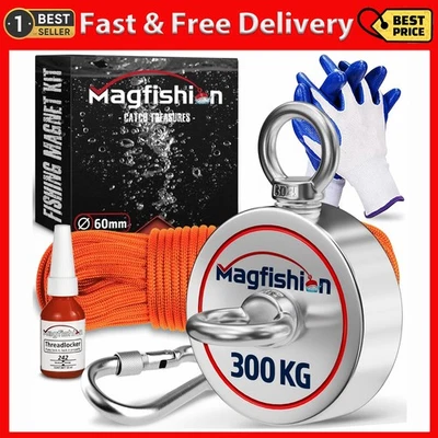 DTP MAGFISHION Magnet Fishing Kit - 300 KG (700lb) - Ø60mm - Super Strong Neodymiu
