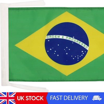 - Flagge - 18 Zoll x 12 Zoll - 100 % Polyester brasilianisches kleines Banner mit zwei Kordeln -