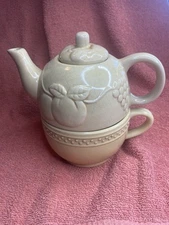 Cream Stackable Tea Pot & Cup