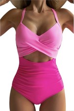 Women's One Piece Swimsuits Tummy Control Cutout High Waisted S