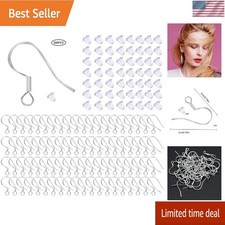 100 Pcs / 50 Pairs 925 Sterling Silver Earring Hooks Hook Ear Wires with 100 Pcs