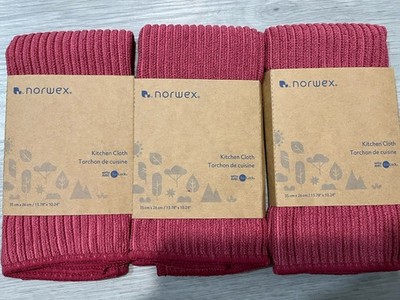 3 Pack Norwex Channel Textured Kitchen Cloth Set Pomegranate Red  13.78 ×10.24''