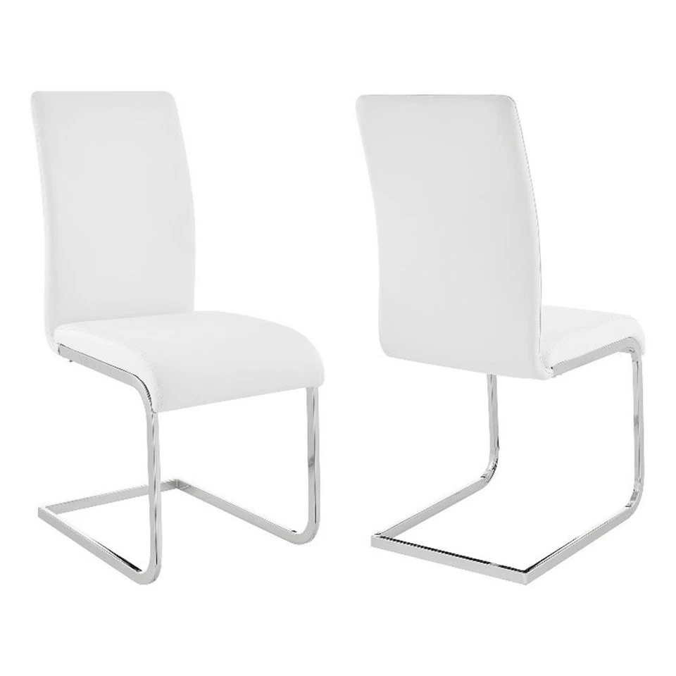 Cadeira de jantar Armen Living Amanda moderna de couro sintético branca - Imagem 2 de 4