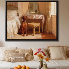 Oil Painting Vizsla Dog Canvas Print Framed Dog Artwork Living Room Decor