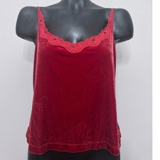 VTG 90  s Y2K Velvet Babydoll Cami Top Lace Trim Whimsigoth Fairy Grunge Sz M