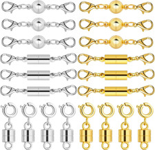 Magnetic Necklace Clasps and Closures, 20 Pcs 14K Gold and Silver Magnetic Neckl
