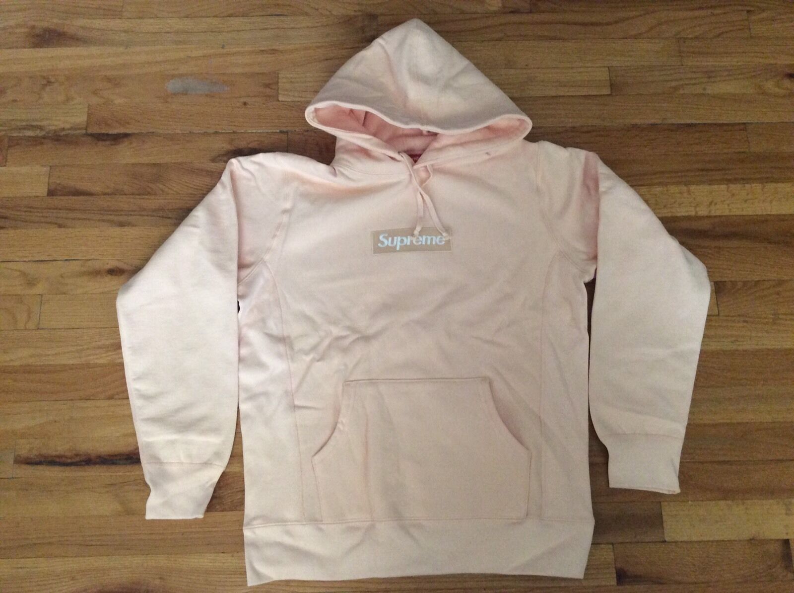 NEW SUPREME BOX LOGO HOODED SWEATSHIRT PEACH FW16SW6 SIZE LARGE DEADSTOCK