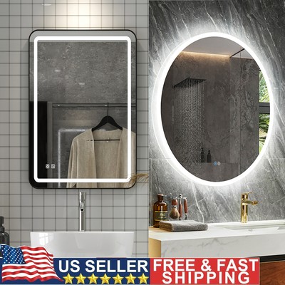 LED Bathroom Mirror Backlight Dimmable Wall Vanity Mirrors with Anti-Fog Memory