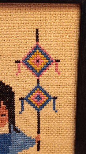 VTG Cross-Stitch Children in Wood Frames Finished ~ Set of 2 God’s Eye - Picture 8 of 12