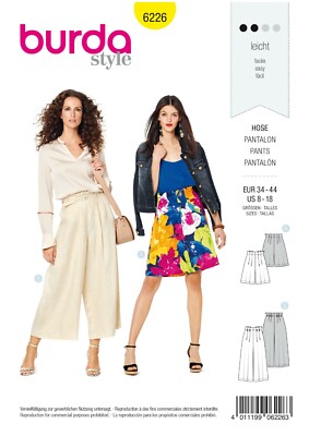 Burda Schnittmuster - Bermudas - Culotte Hose - Bundfalten - Nr.6226
