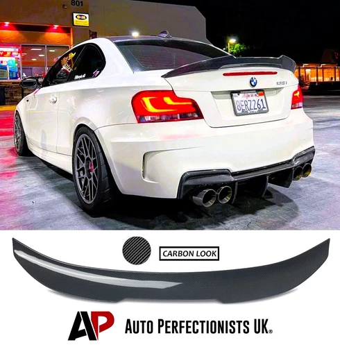 BMW 1 Series Coupe E82 1M Gloss Black Rear Hick Kick PSM Ducktail Spoiler Wing - Picture 2 of 9