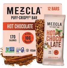 Mezcla Vegan Protein Bars, Healthy Snacks, Hot Chocolate , (12 pack -24 Pack)NEW