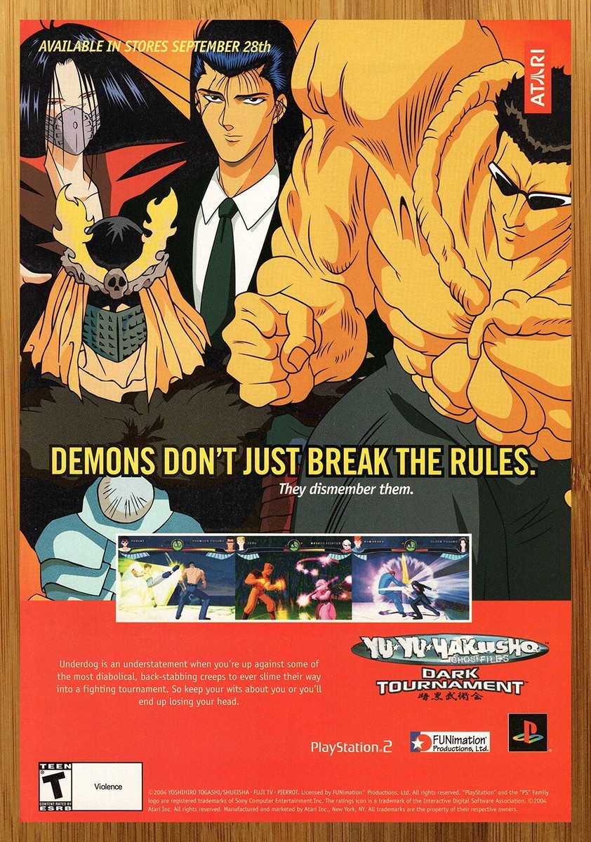 2004 Yu Yu Hakusho Dark Tournament PS2 Vintage Print Ad/Poster