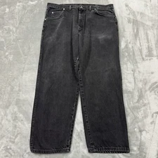 Vtg Wrangler Jeans Mens 40x30 Black Straight Leg Medium Wash Denim Work Pockets