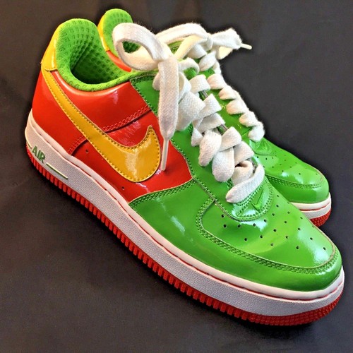 MINT Nike Air Force Green Orange Yellow Patent Leather 7 Youth 8.5 Womens 40  EUR | eBay