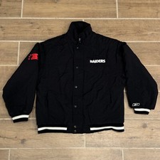 Vintage Oakland Raiders Reebok Nylon Quilted Bomber Puffer Jacket Sz Youth Large