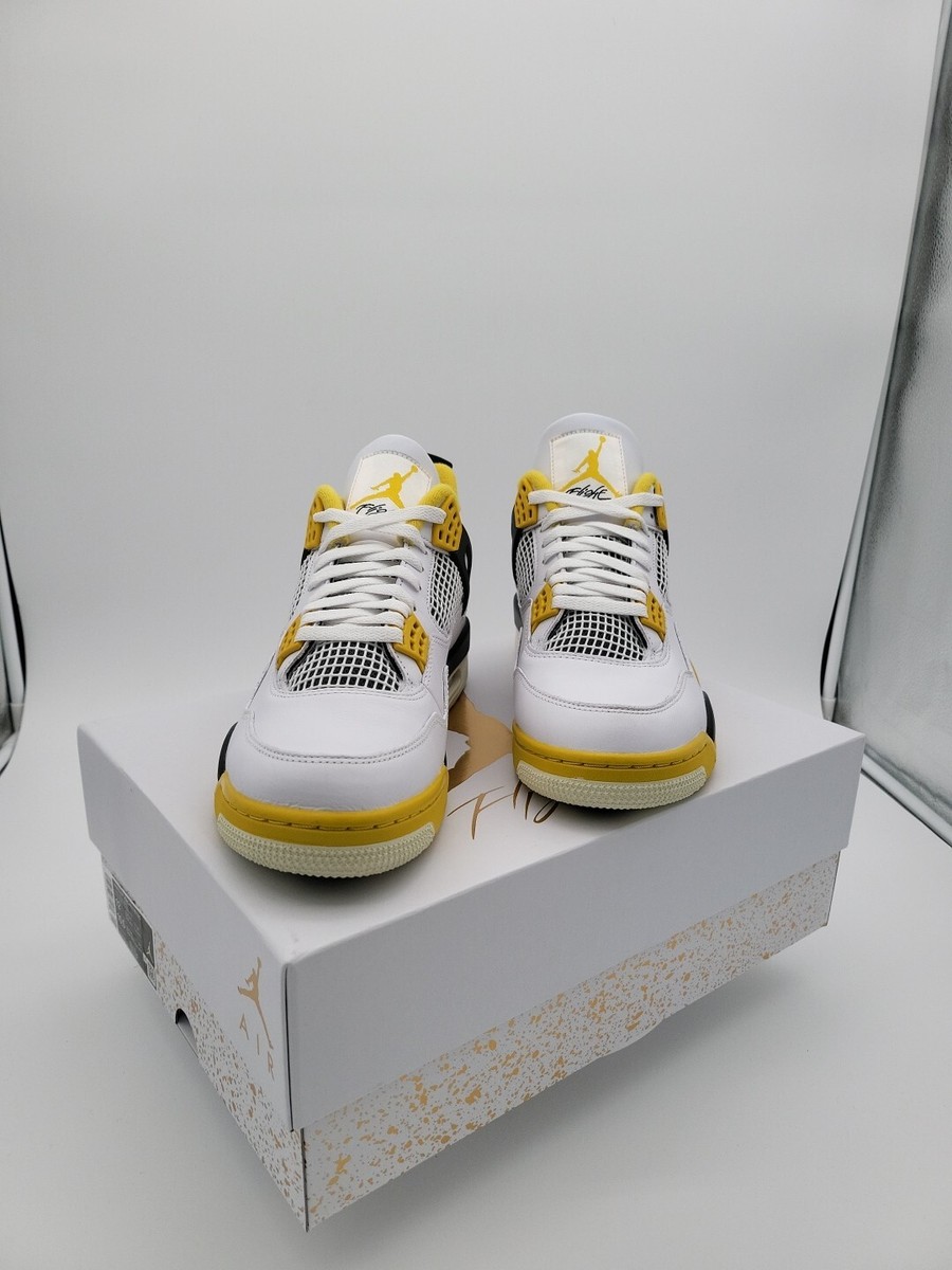 Air Jordan 4 ホワイト/イエロー NEW* WOMEN NIKE AIR JORDAN 4 RETRO WHITE / VIVID SULFUR (AQ9129