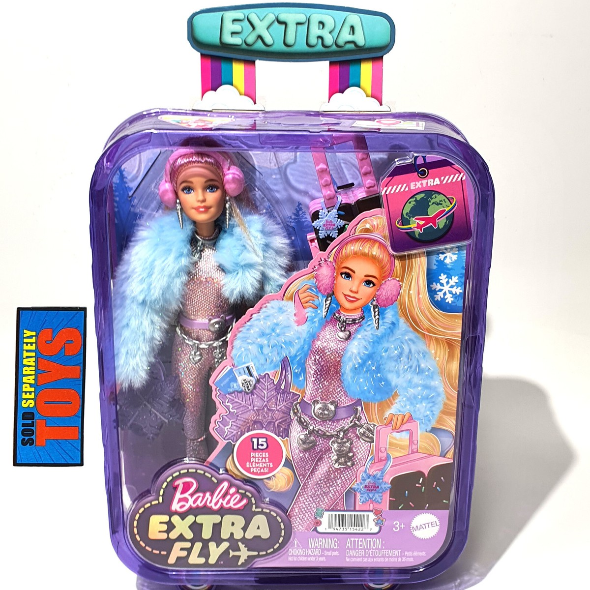 Barbie Extra Fly fashion Doll SNOW THEMED glam fancy faux fur coat