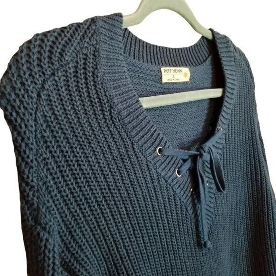 Camisa Suéter Ruff Hewin Para Mujer Talla S Verde Sólida Manga Larga Cuello en V Foto 3 de 4