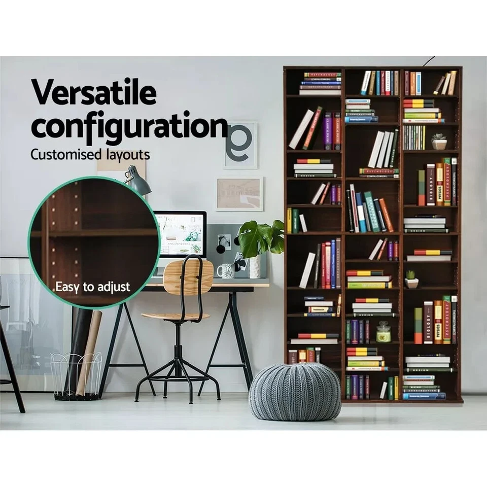 Artiss Bookshelf Display Shelf CD Storage Media Rack Brown 36 Shelves Adjustable - image 4 of 4