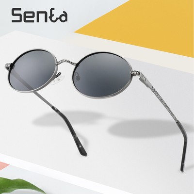 Senta Retro Oval Metal Polarized Sunglasses for Women and  display picture 1