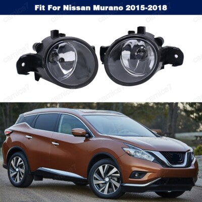 Front Bumper Fog Lights Lamps w/Bulbs Clear Lens For Nissan Murano 2015-2018