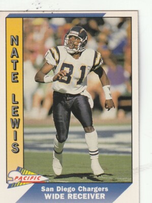 FREE SHIPPING-MINT-1991 Pacific Nate Lewis #447 CHARGERS PLUS BONUS CARDS