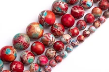 Red & Light Blue Sea Sediment Imperial Jasper Beads Round Loose Beads 4/6/8/10MM