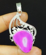 Natural Druzy Gemstone 925 Sterling Silver Women's Pendant