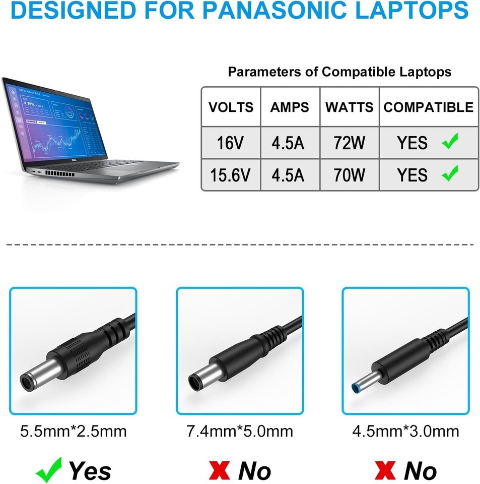 Dysead Cargador Adaptador De CA Compatible Con Panasonic Toughpad FZ-G1 FZ-M1 4K Tablet Fuente - Foto 9