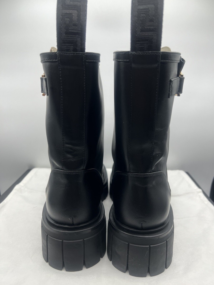 VERSACE Women's Boots Black Leather Biker Boots Medusa Head VERSACE Women's Boots Black Leather Biker Boots Medusa Head