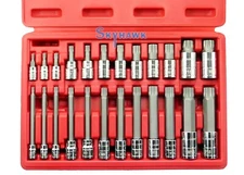 24PC XZN Triple Square Spline Bit Tamper Proof 1/4" 3/8" 1/2" S2 Socket Set 