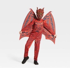NWT Kids' Light Up Red Dragon Costume Jumpsuit with Mask and Wings   