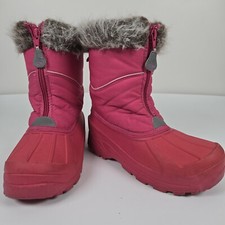 Champion Girls Pink Front Zip Snow Boots Rubber Sole Kids Size 4M