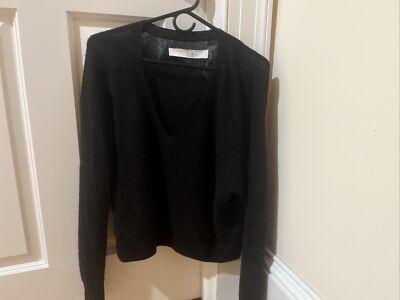 Iro Low V Neck Sweater Size XS Black Long Sleeve